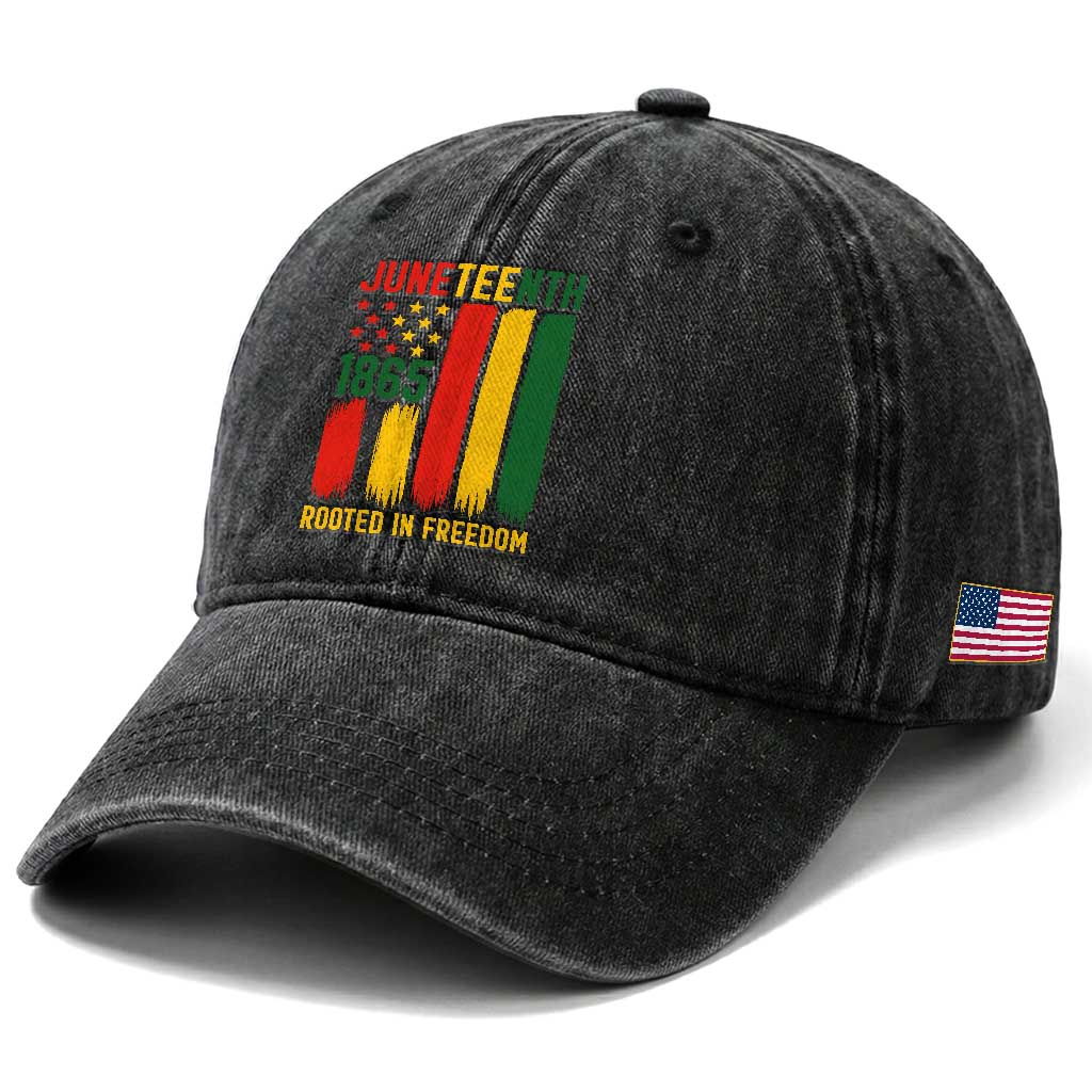 Juneteenth Rooted In Freedom 1865 Washed Cotton Baseball Cap African American Pride TS12 Print Your Wear