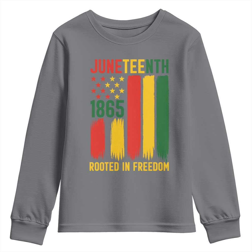 Juneteenth Rooted In Freedom 1865 Youth Sweatshirt African American Pride TS12 Charcoal Print Your Wear