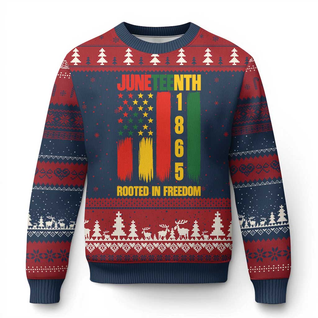 Juneteenth 1865 Freedom Pride Ugly Christmas Sweater African American Heritage Graphic TS12 Navy Red Print Your Wear