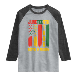 Juneteenth 1865 Freedom Pride Raglan Shirt African American Heritage Graphic TS12 Heather Gray Heather Charcoal Print Your Wear