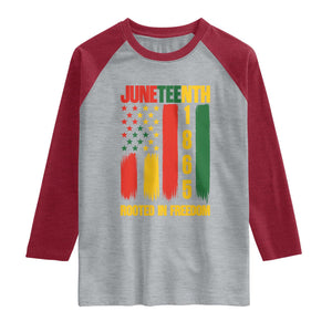 Juneteenth 1865 Freedom Pride Raglan Shirt African American Heritage Graphic TS12 Heather Gray Heather Red Print Your Wear