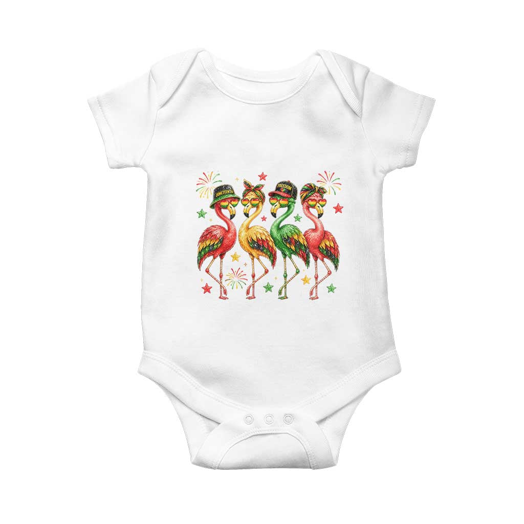 Funny Juneteenth Flamingos Squad Baby Onesie African American Heritage TS12 White Print Your Wear