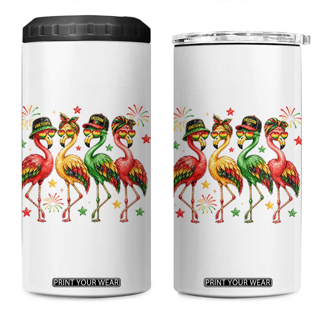 Funny Juneteenth Flamingos Squad 4 in 1 Can Cooler Tumbler African American Heritage TS12 One Size: 16 oz White Print Your Wear