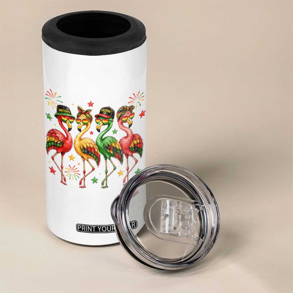 Funny Juneteenth Flamingos Squad 4 in 1 Can Cooler Tumbler African American Heritage TS12 Print Your Wear