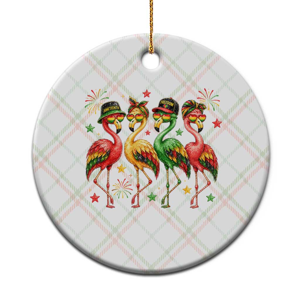 Funny Juneteenth Flamingos Squad Ceramic Ornament African American Heritage