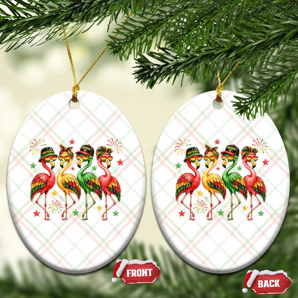 Funny Juneteenth Flamingos Squad Ceramic Ornament African American Heritage