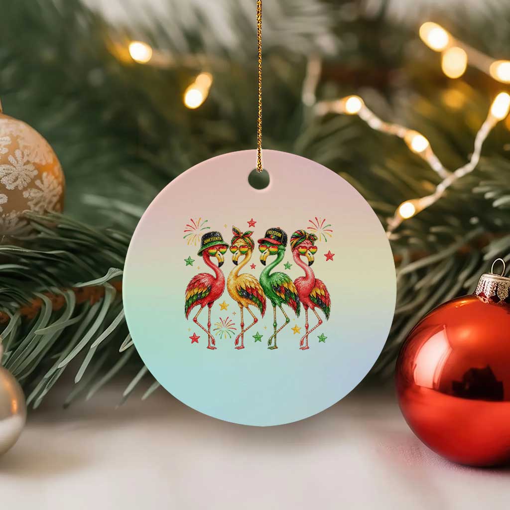 Funny Juneteenth Flamingos Squad Ceramic Ornament African American Heritage