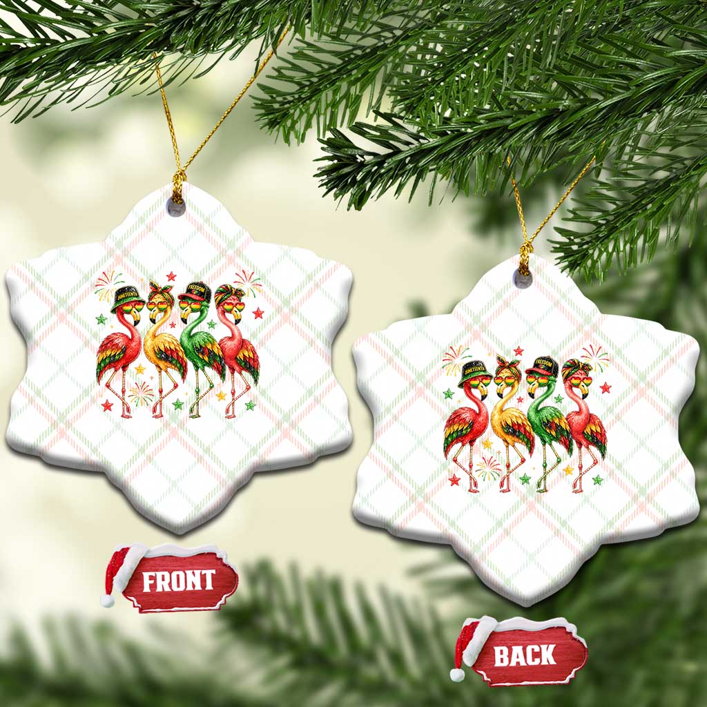 Funny Juneteenth Flamingos Squad Ceramic Ornament African American Heritage