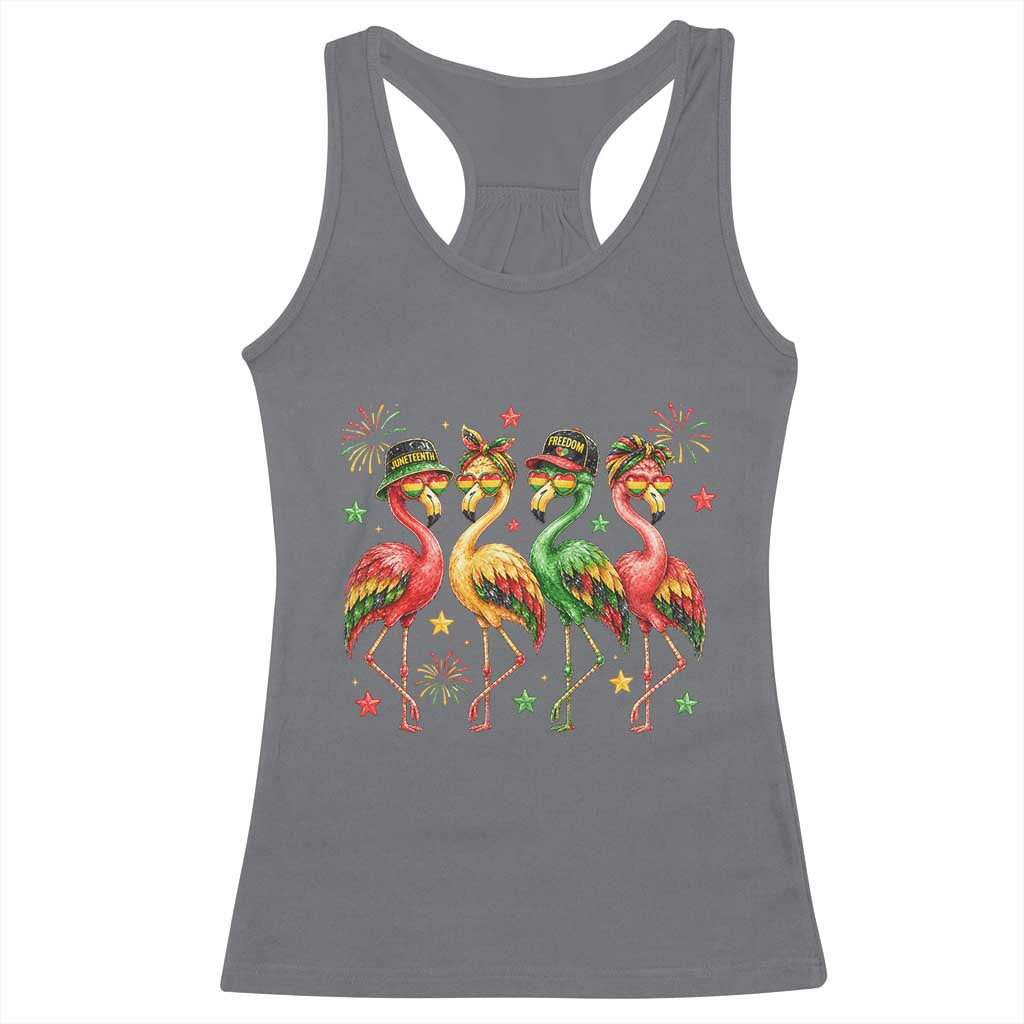 Funny Juneteenth Flamingos Squad Racerback Tank Top African American Heritage