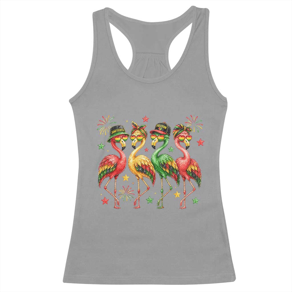 Funny Juneteenth Flamingos Squad Racerback Tank Top African American Heritage