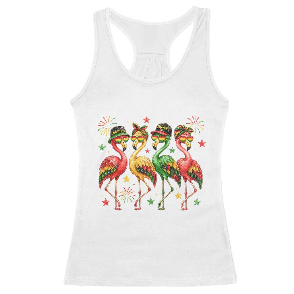 Funny Juneteenth Flamingos Squad Racerback Tank Top African American Heritage TS12 White Print Your Wear