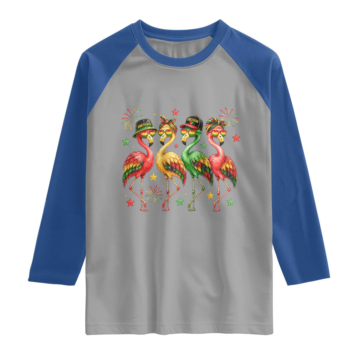 Funny Juneteenth Flamingos Squad Raglan Shirt African American Heritage TS12 Sport Gray Royal Print Your Wear