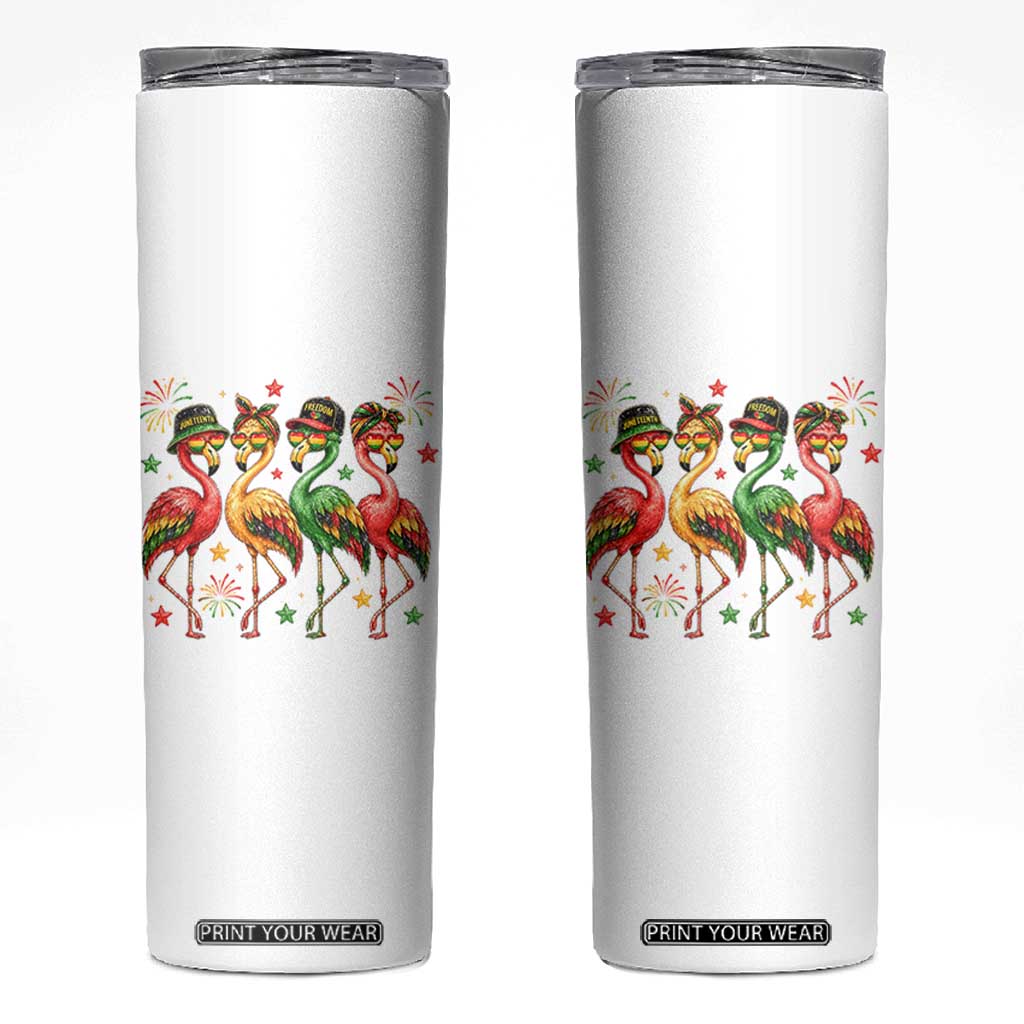 Funny Juneteenth Flamingos Squad Skinny Tumbler African American Heritage