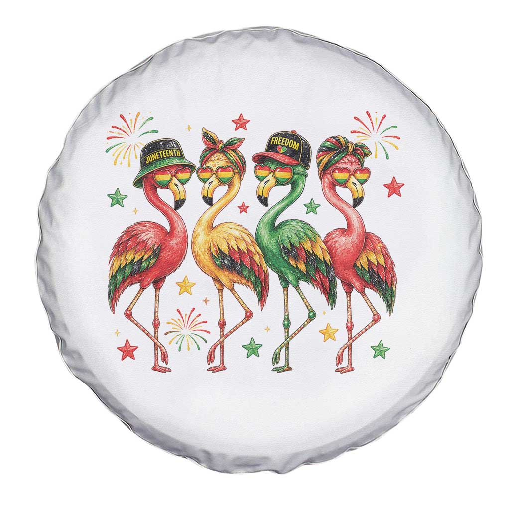 Funny Juneteenth Flamingos Squad Spare Tire Cover African American Heritage TS12 Print Your Wear