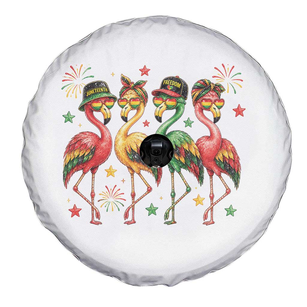 Funny Juneteenth Flamingos Squad Spare Tire Cover African American Heritage TS12 Print Your Wear