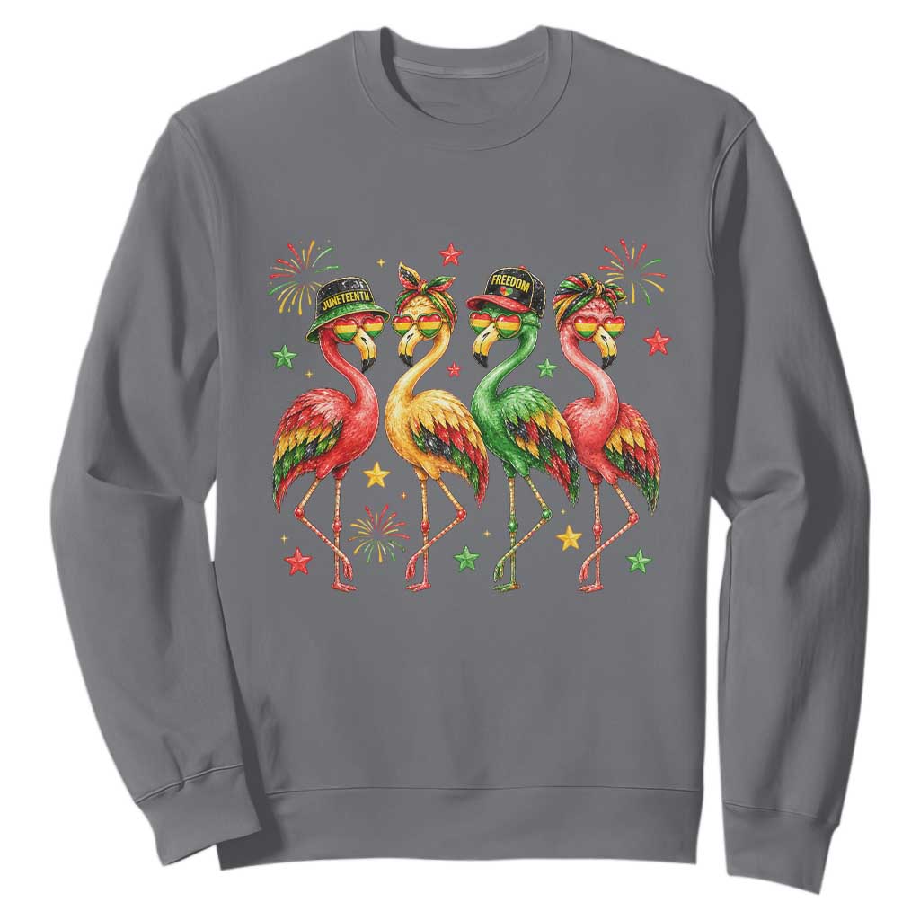 Funny Juneteenth Flamingos Squad Sweatshirt African American Heritage TS12 Charcoal Print Your Wear