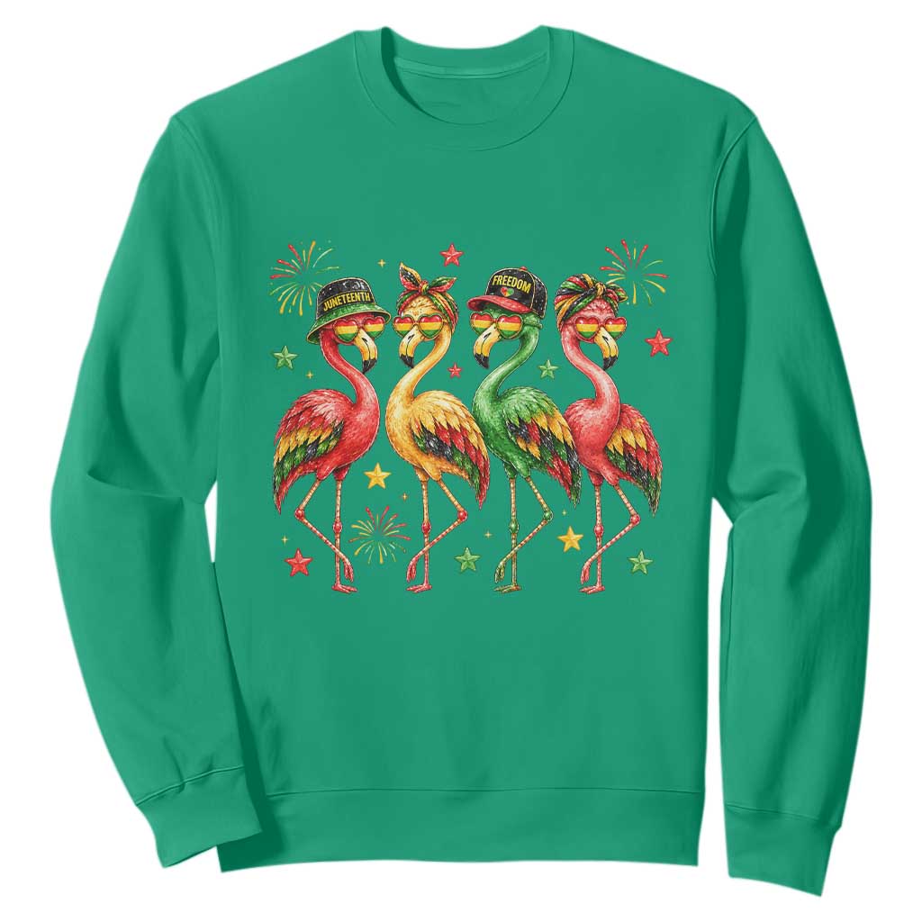 Funny Juneteenth Flamingos Squad Sweatshirt African American Heritage TS12 Irish Green Print Your Wear