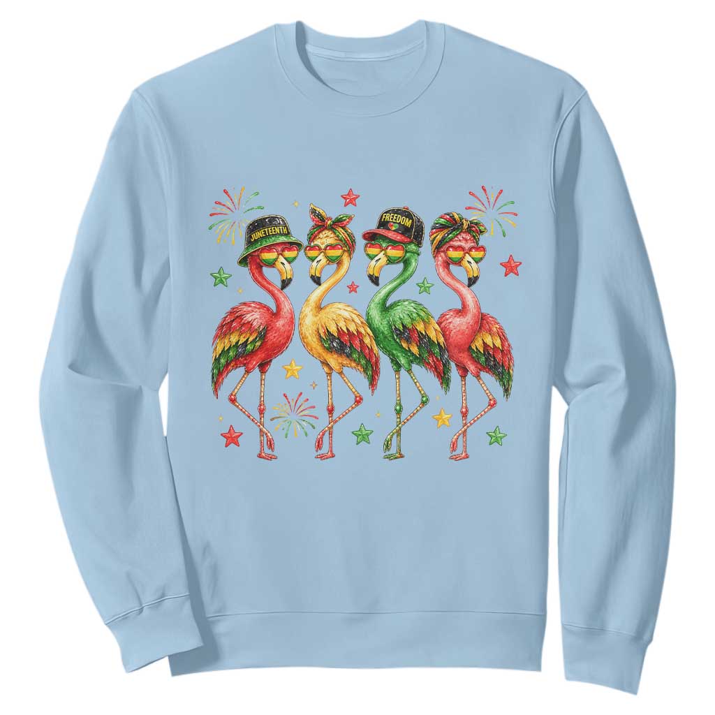 Funny Juneteenth Flamingos Squad Sweatshirt African American Heritage TS12 Light Blue Print Your Wear