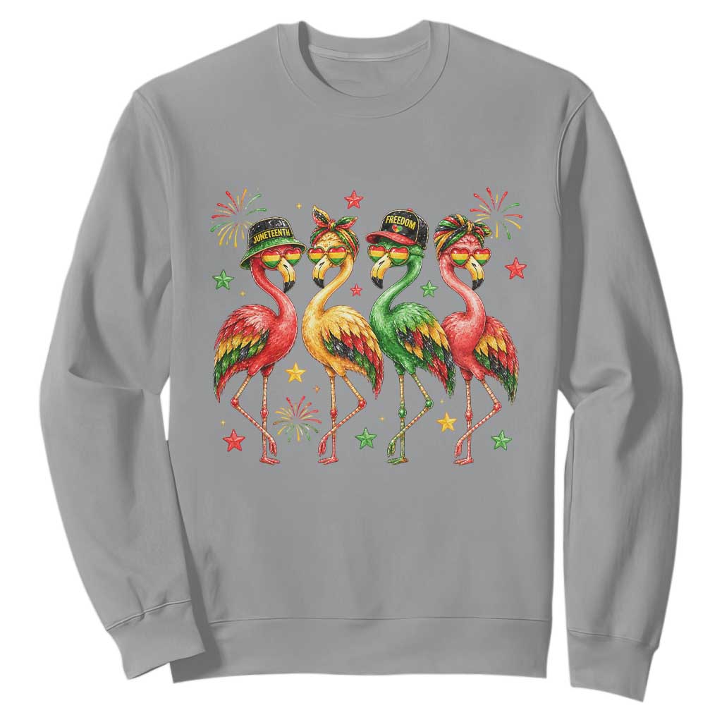 Funny Juneteenth Flamingos Squad Sweatshirt African American Heritage TS12 Sport Gray Print Your Wear