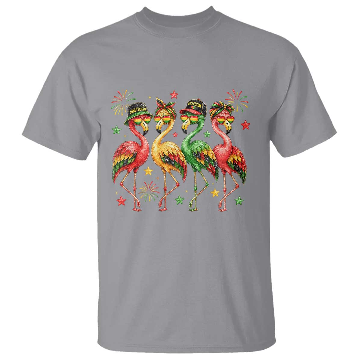 Funny Juneteenth Flamingos Squad T Shirt African American Heritage TS12 Sport Gray Print Your Wear
