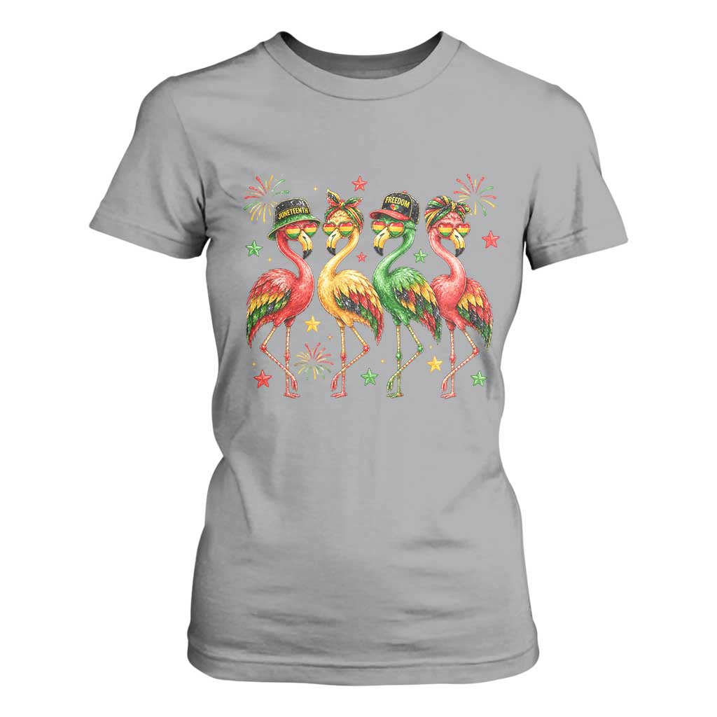 Funny Juneteenth Flamingos Squad T Shirt For Women African American Heritage TS12 Sport Gray Print Your Wear