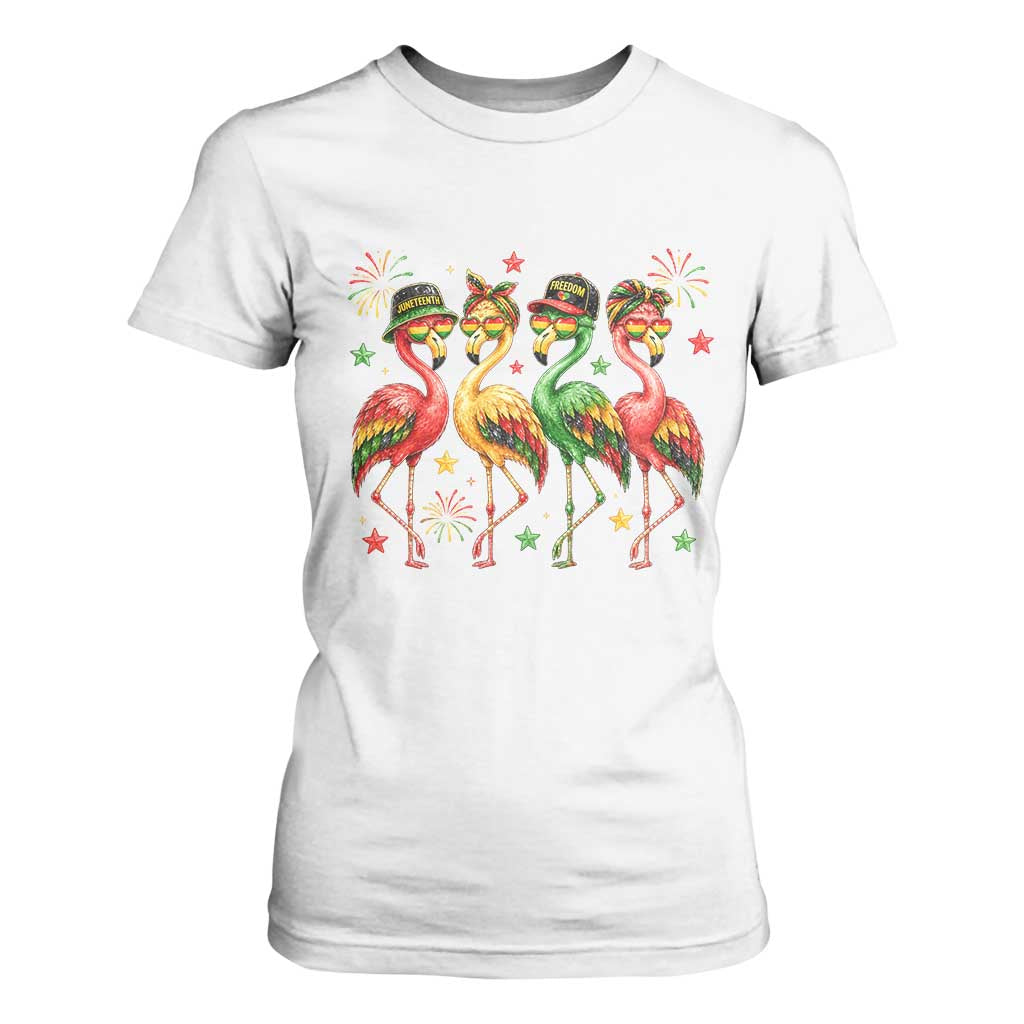 Funny Juneteenth Flamingos Squad T Shirt For Women African American Heritage TS12 White Print Your Wear