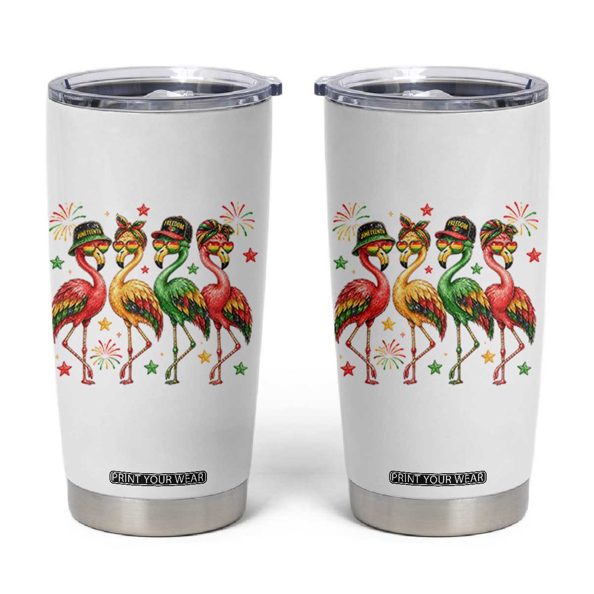 Funny Juneteenth Flamingos Squad Tumbler Cup African American Heritage TS12 White Print Your Wear