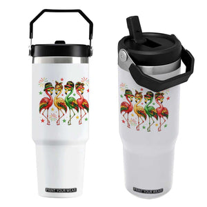 Funny Juneteenth Flamingos Squad Flip Straw Tumbler African American Heritage