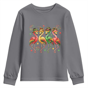 Funny Juneteenth Flamingos Squad Youth Sweatshirt African American Heritage TS12 Charcoal Print Your Wear