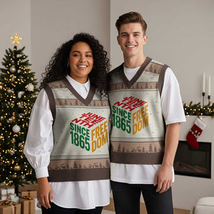 Juneteenth 1865 Freedom V-Neck Knit Sweater Vest African American Pride TS12 Mocha Mousse Print Your Wear