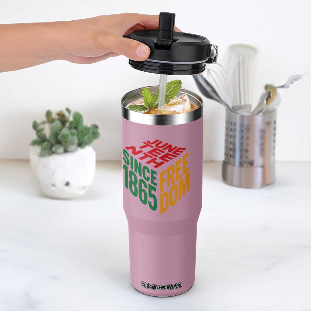 Juneteenth 1865 Freedom Flip Straw Tumbler African American Pride TS12 One Size: 30 oz Light Pink Print Your Wear