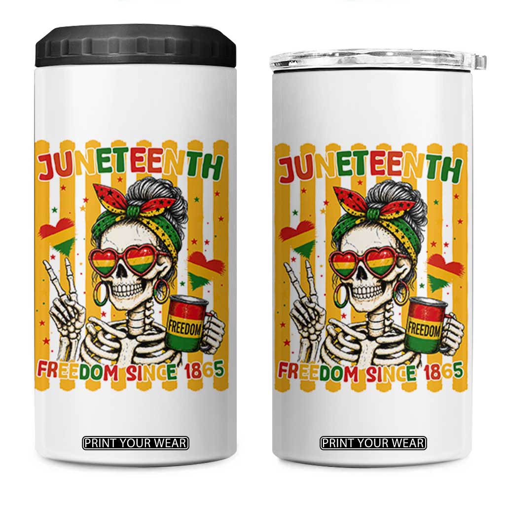 Skeleton Juneteenth Freedom 4 in 1 Can Cooler Tumbler African American Pride Gift TS12 One Size: 16 oz White Print Your Wear