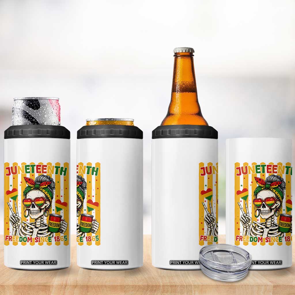 Skeleton Juneteenth Freedom 4 in 1 Can Cooler Tumbler African American Pride Gift TS12 Print Your Wear