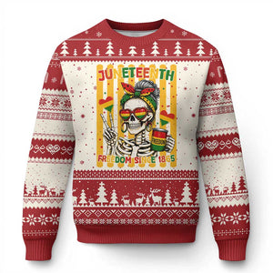 Skeleton Juneteenth Freedom Ugly Christmas Sweater African American Pride Gift