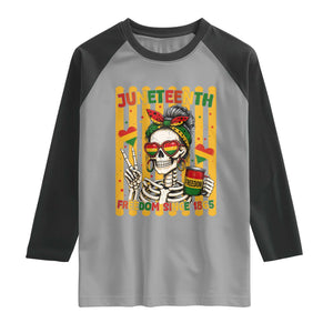 Skeleton Juneteenth Freedom Raglan Shirt African American Pride Gift TS12 Sport Gray Black Print Your Wear