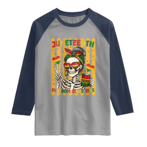 Skeleton Juneteenth Freedom Raglan Shirt African American Pride Gift TS12 Sport Gray Navy Print Your Wear