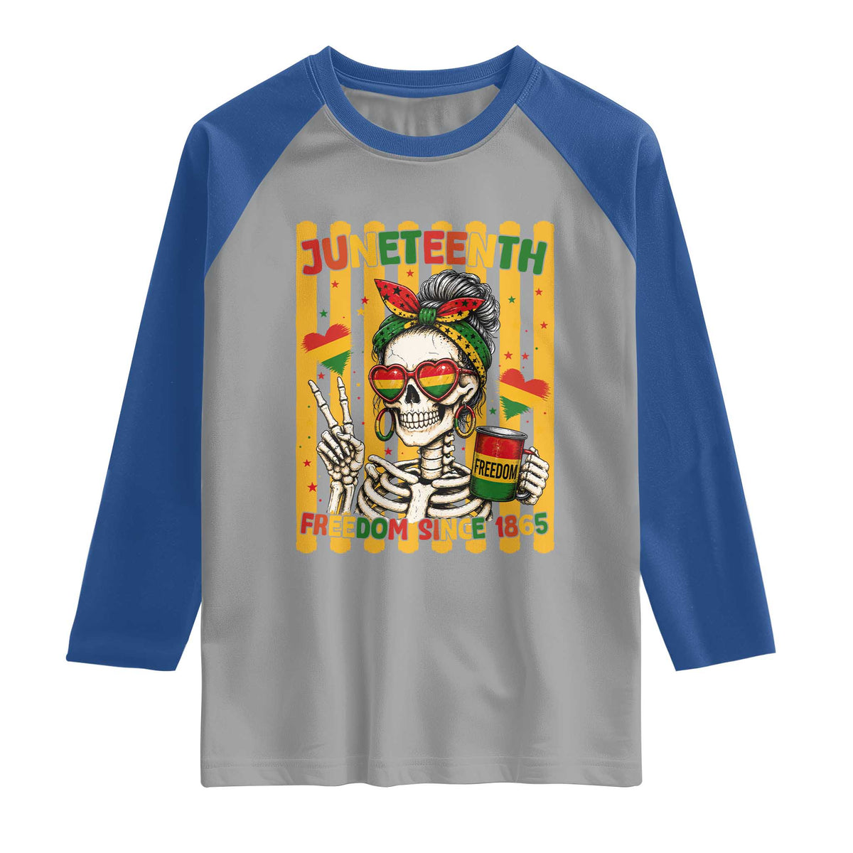 Skeleton Juneteenth Freedom Raglan Shirt African American Pride Gift TS12 Sport Gray Royal Print Your Wear