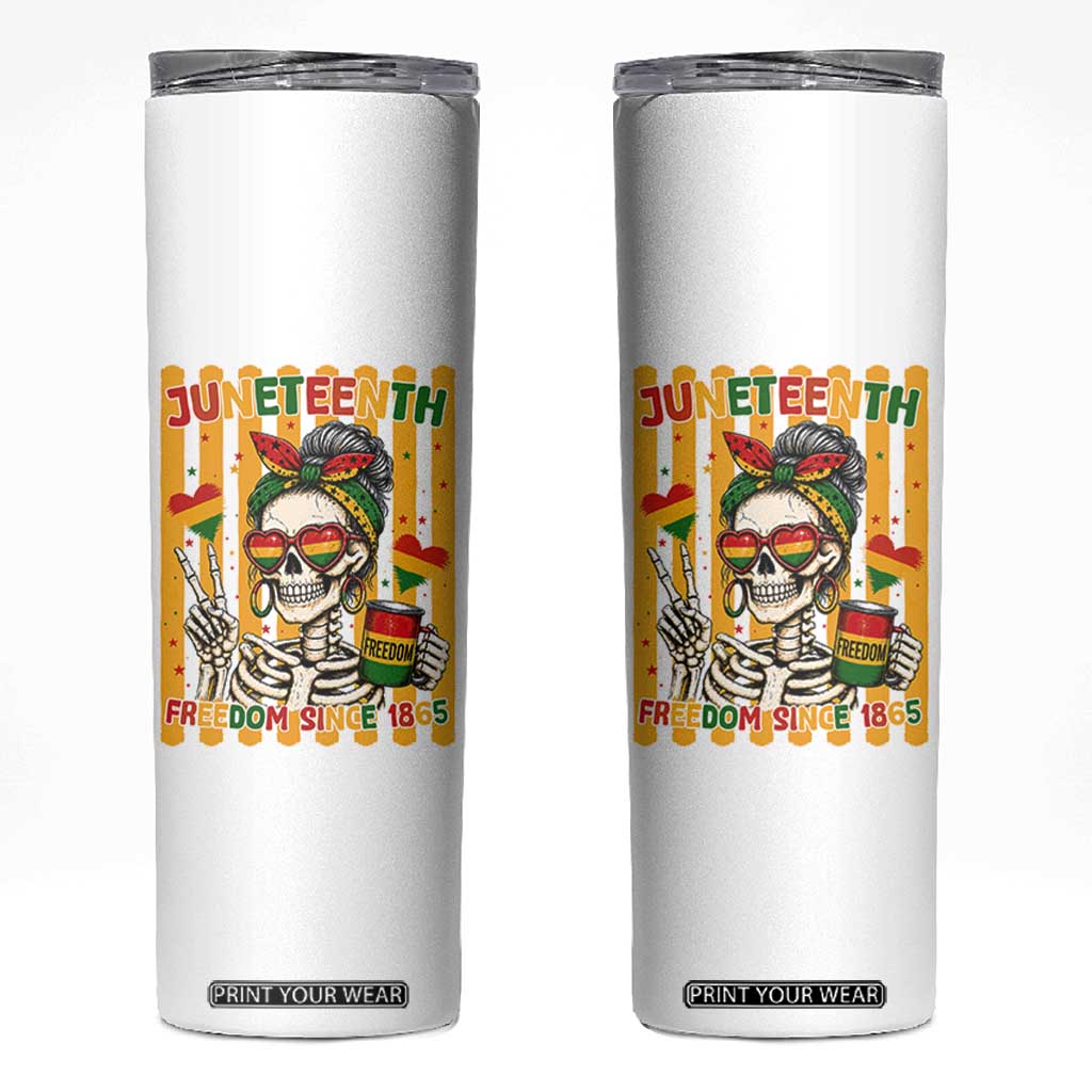 Skeleton Juneteenth Freedom Skinny Tumbler African American Pride Gift