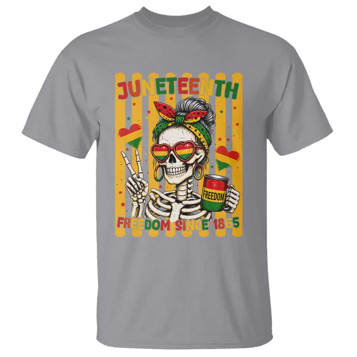 Skeleton Juneteenth Freedom T Shirt African American Pride Gift TS12 Sport Gray Print Your Wear