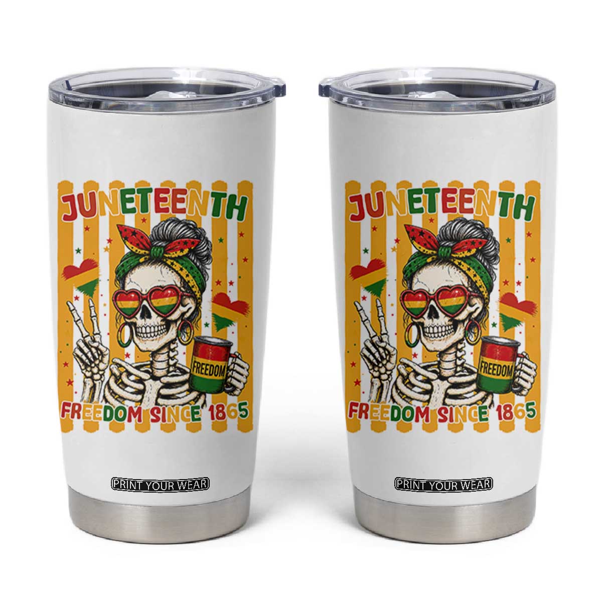 Skeleton Juneteenth Freedom Tumbler Cup African American Pride Gift