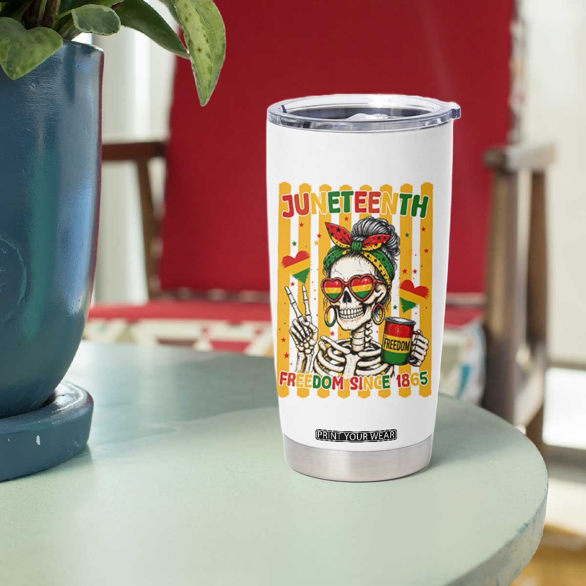 Skeleton Juneteenth Freedom Tumbler Cup African American Pride Gift