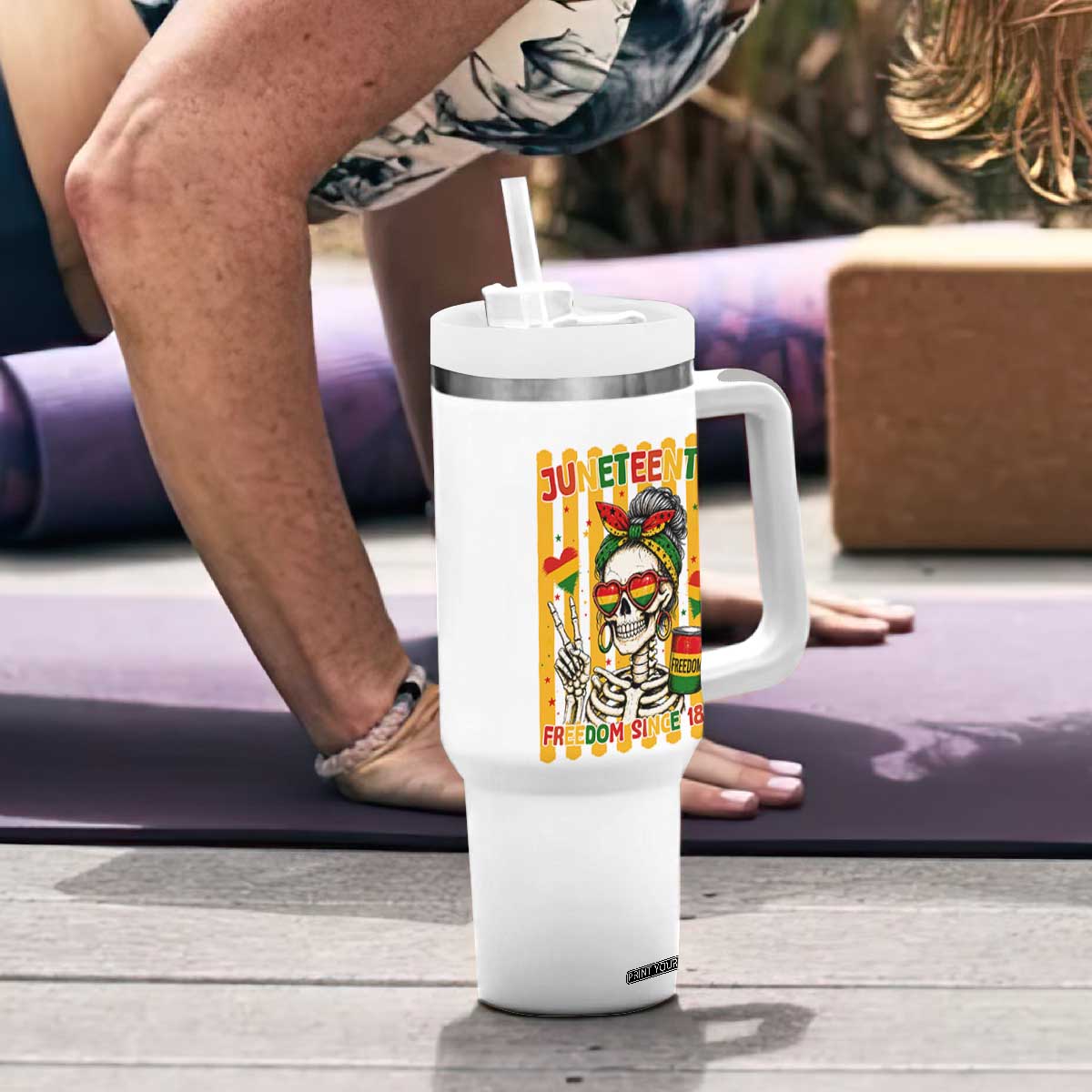 Skeleton Juneteenth Freedom Tumbler With Handle African American Pride Gift