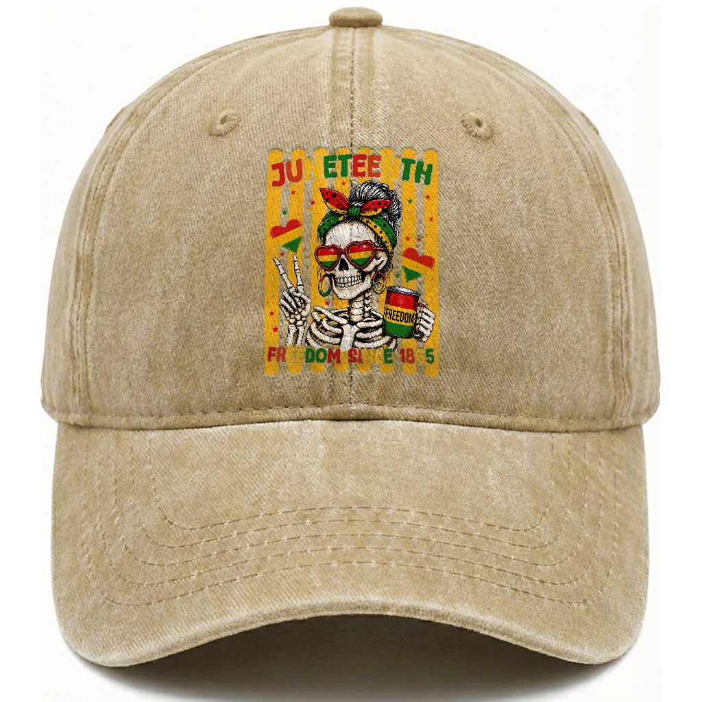 Skeleton Juneteenth Freedom Washed Cotton Baseball Cap African American Pride Gift TS12 Print Your Wear