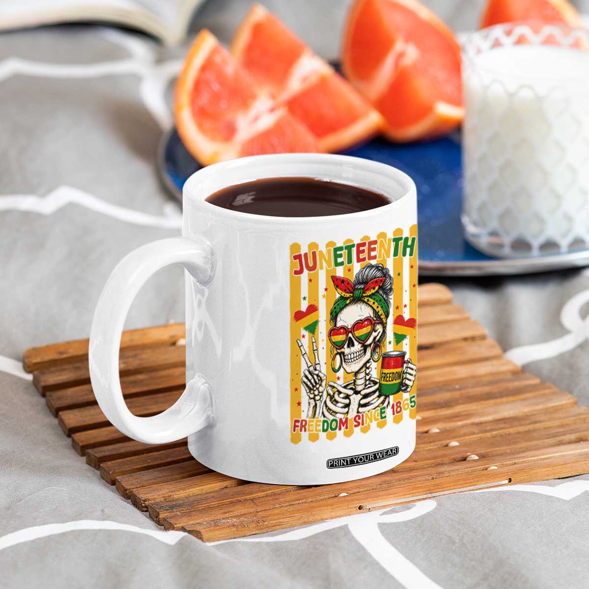 Skeleton Juneteenth Freedom Coffee Mug African American Pride Gift