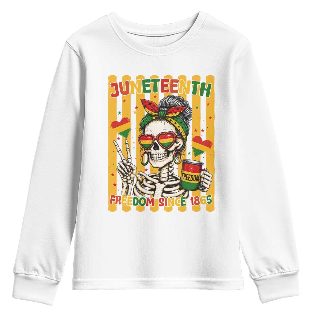 Skeleton Juneteenth Freedom Youth Sweatshirt African American Pride Gift TS12 White Print Your Wear