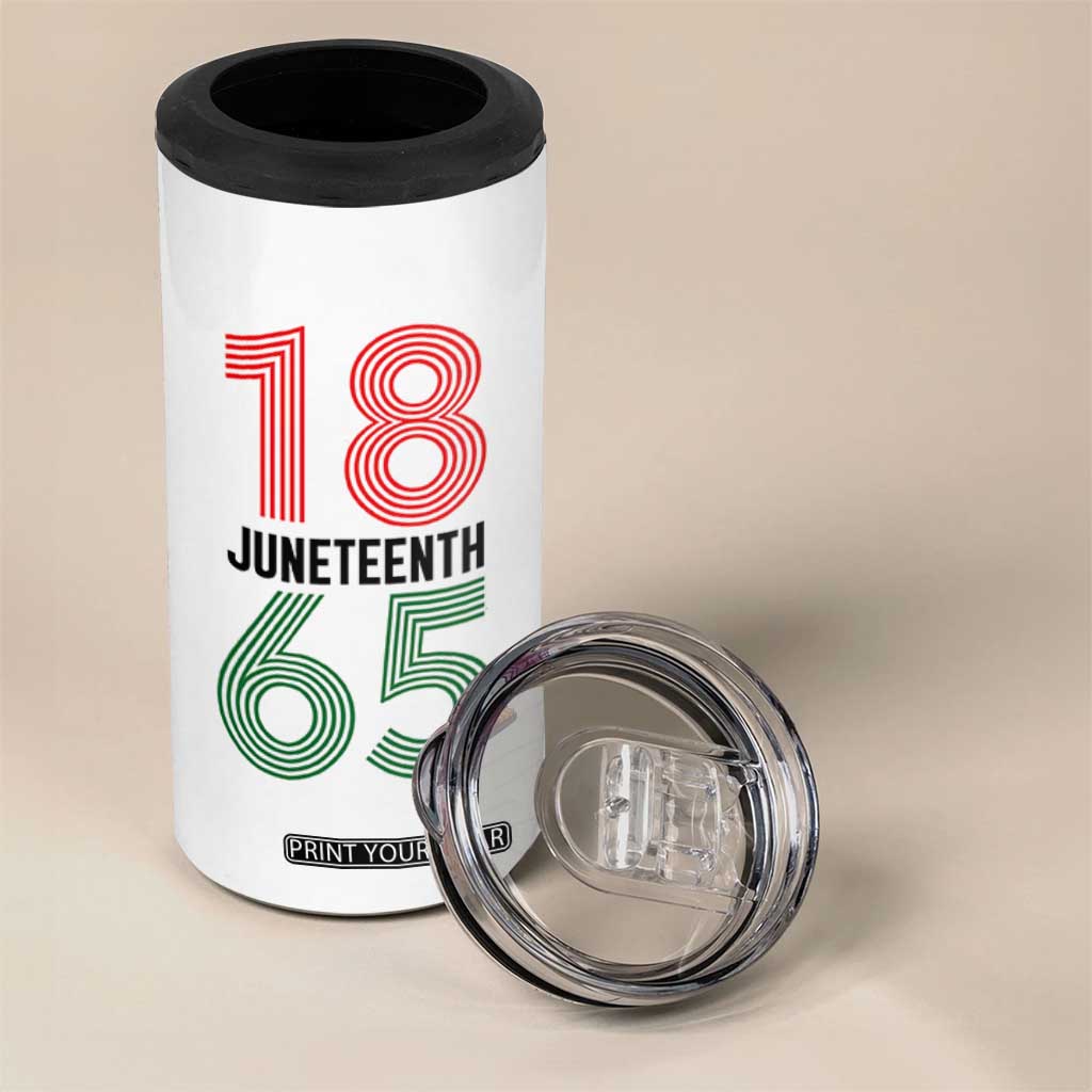 Vintage Juneteenth 1865 4 in 1 Can Cooler Tumbler Retro Striped Number Graphic TS12 Print Your Wear