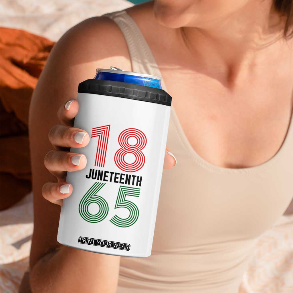 Vintage Juneteenth 1865 4 in 1 Can Cooler Tumbler Retro Striped Number Graphic TS12 Print Your Wear