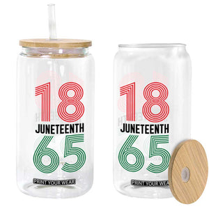 Vintage Juneteenth 1865 Glass Can Retro Striped Number Graphic
