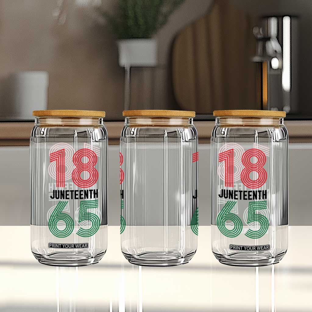 Vintage Juneteenth 1865 Glass Can Retro Striped Number Graphic