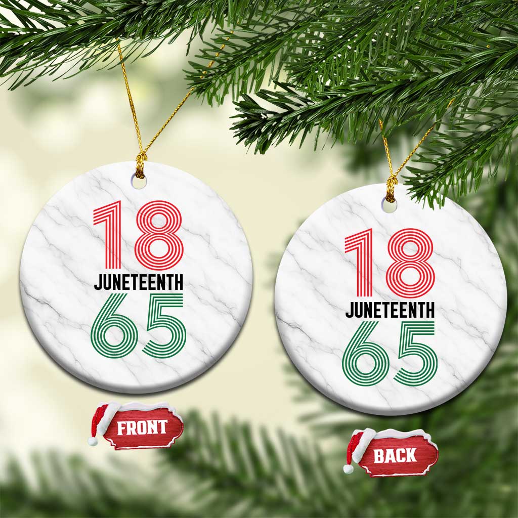 Vintage Juneteenth 1865 Ceramic Ornament Retro Striped Number Graphic TS12 1pc White Marble Print Your Wear